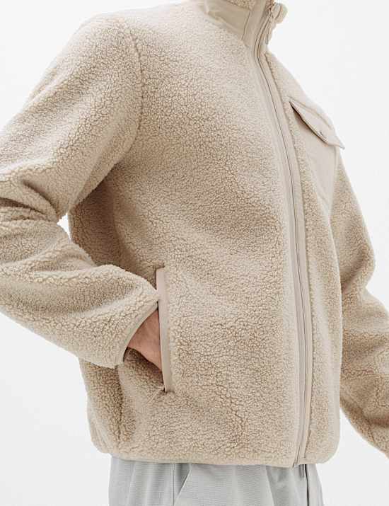 Fleece Windproof Zip Up Funnel Neck Jacket