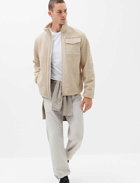 Fleece Windproof Zip Up Funnel Neck Jacket