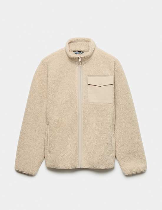Fleece Windproof Zip Up Funnel Neck Jacket