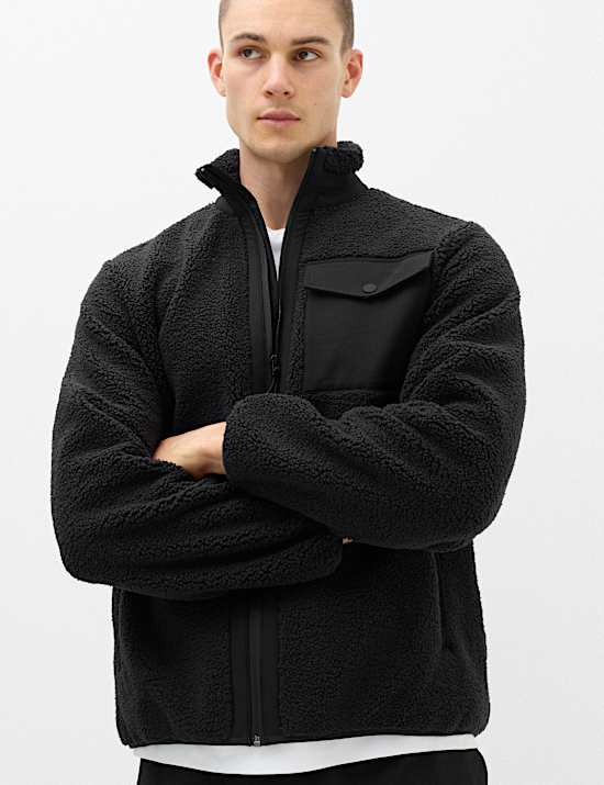 Fleece Windproof Zip Up Funnel Neck Jacket