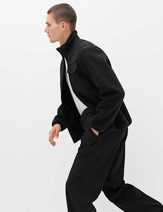 Fleece Windproof Zip Up Funnel Neck Jacket
