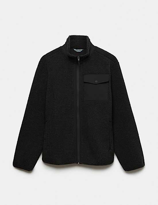 Fleece Windproof Zip Up Funnel Neck Jacket