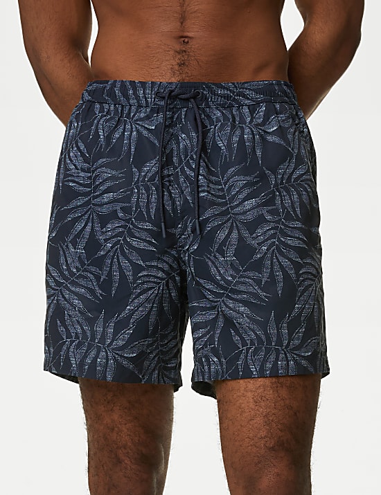 Bañador con estampado de hojas de palmera de secado rápido