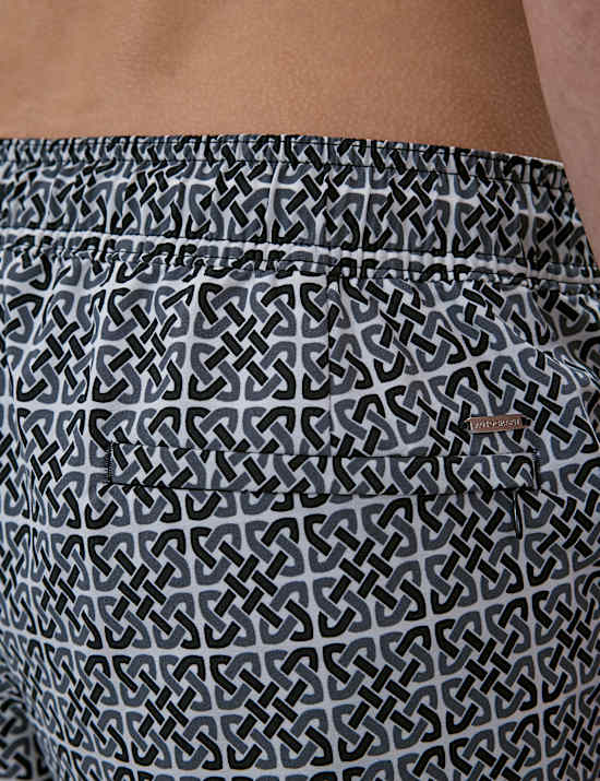 Quick Dry Stretch Geometric Print Swim Shorts