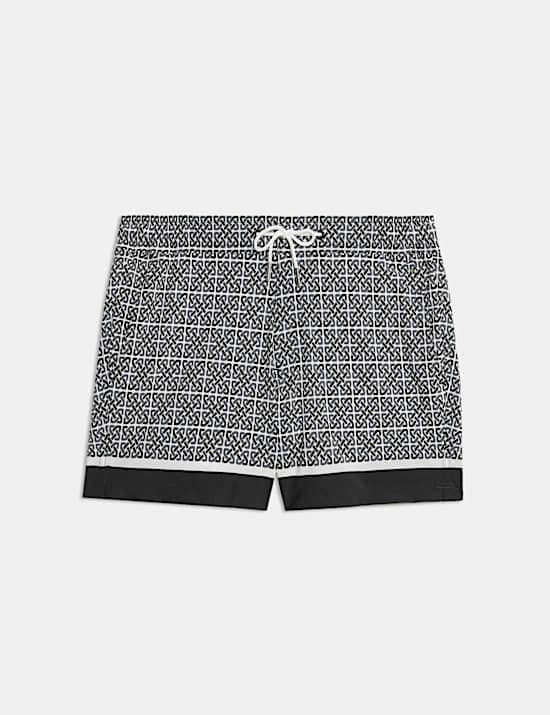 Quick Dry Stretch Geometric Print Swim Shorts