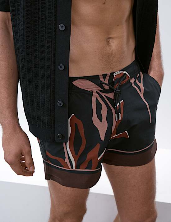Quick Dry Stretch Floral Print Swim Shorts