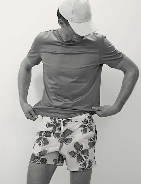 Quick Dry Stretch Floral Print Swim Shorts