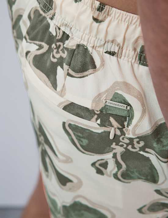 Quick Dry Stretch Floral Print Swim Shorts