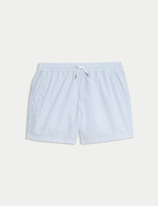 Ριγέ γκοφρέ σορτς με υψηλή περιεκτικότητα σε βαμβάκι