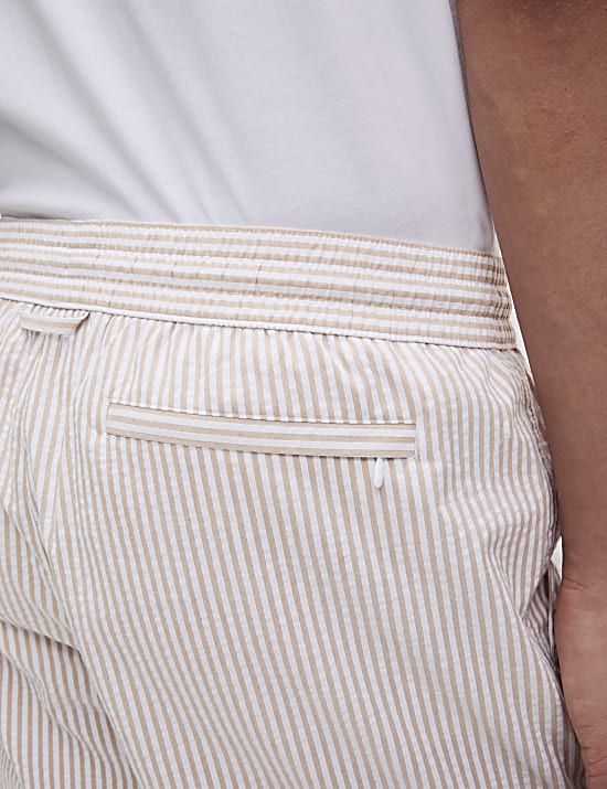 Cotton Rich Seersucker Striped Swim Shorts