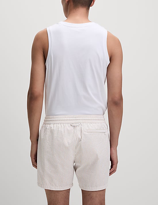 Cotton Rich Seersucker Striped Swim Shorts
