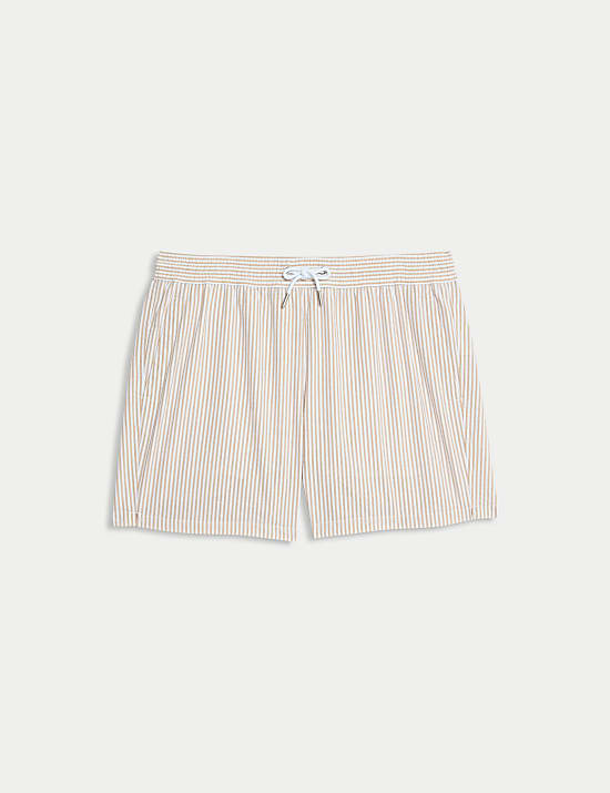 Cotton Rich Seersucker Striped Swim Shorts