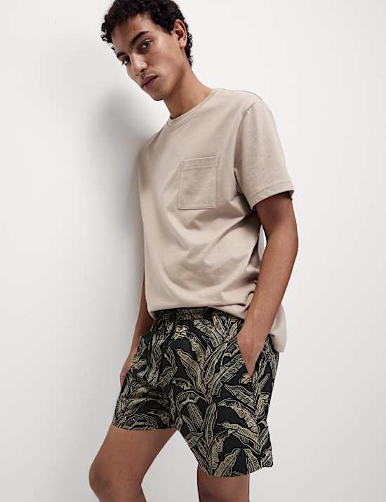 Banana Leaf Print Swim Shorts