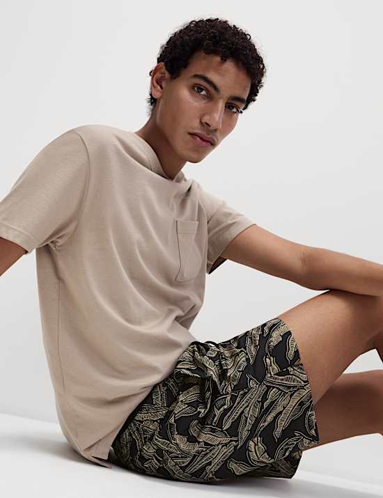 Banana Leaf Print Swim Shorts