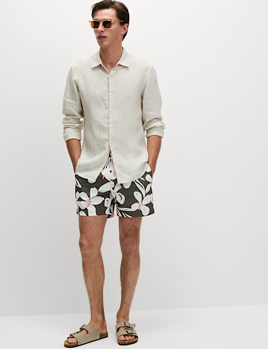 Quick Dry Floral Print Swim Shorts