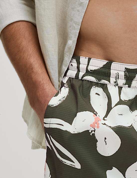 Quick Dry Floral Print Swim Shorts