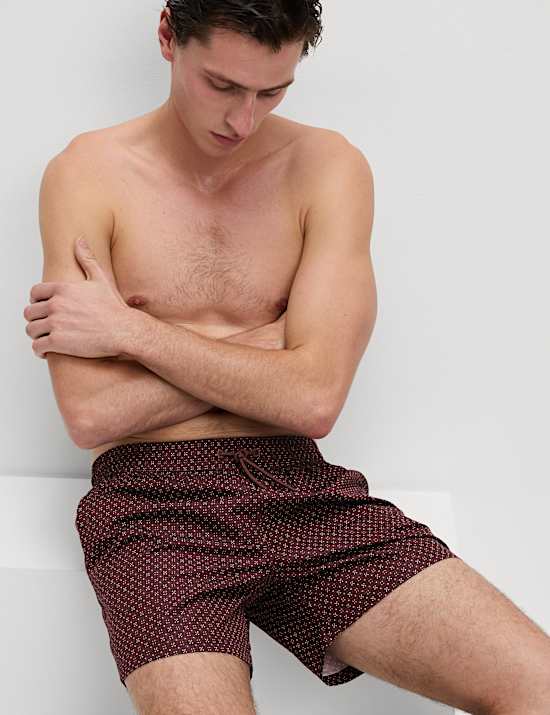 Quick Dry Geometric Print Swim Shorts