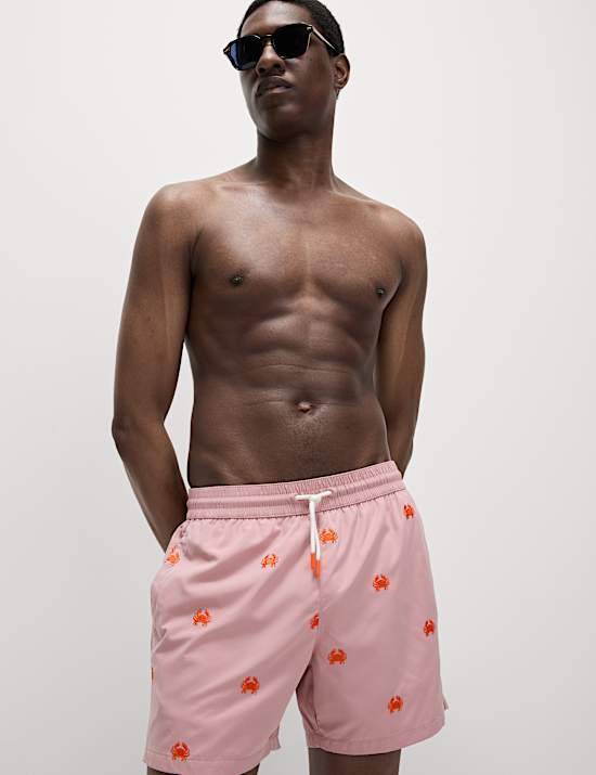 Quick Dry Embroidered Crab Swim shorts