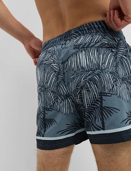 Quick Dry Leaf Print Swim shorts