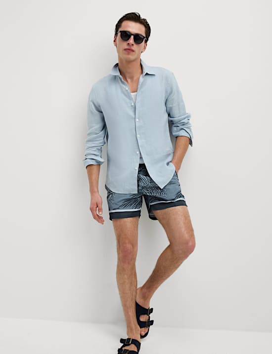 Quick Dry Leaf Print Swim shorts