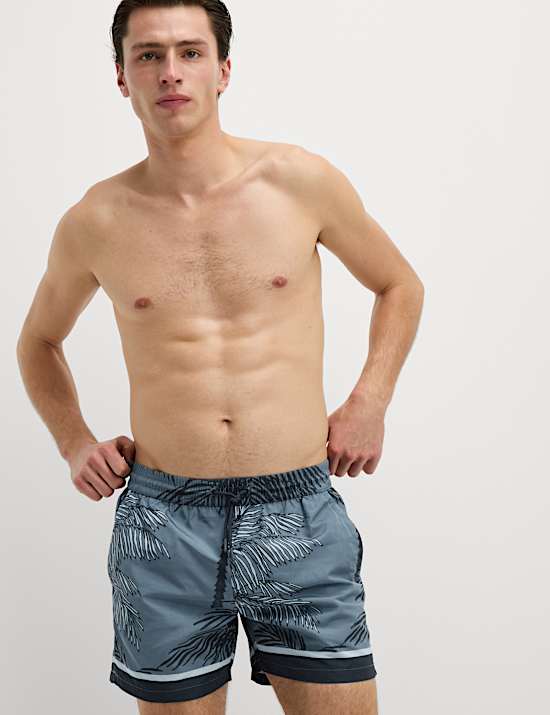 Quick Dry Leaf Print Swim shorts