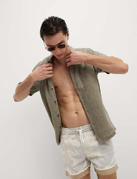 Quick Dry Leaf Print Swim shorts