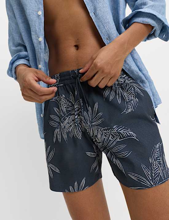 Quick Dry Printed Textured Swim Shorts