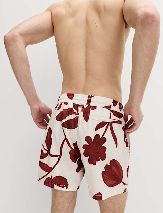 Quick Dry Textured Floral Swim Shorts