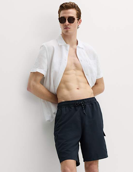 Quick Dry Longer Length Cargo Swim Shorts