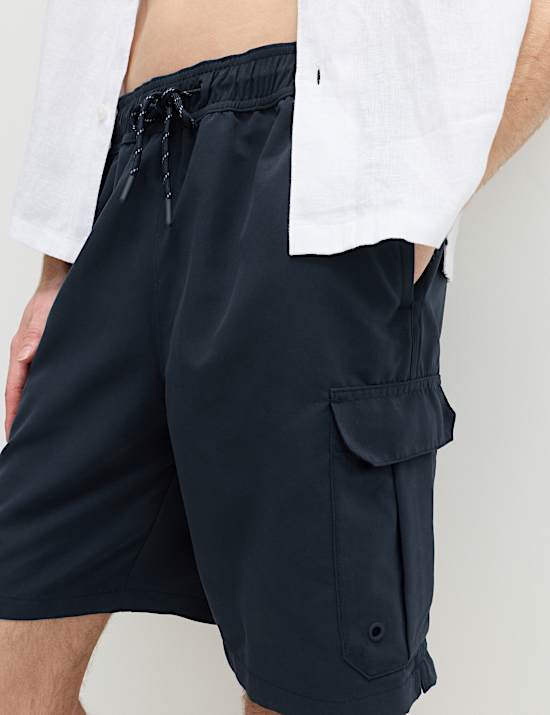 Quick Dry Longer Length Cargo Swim Shorts