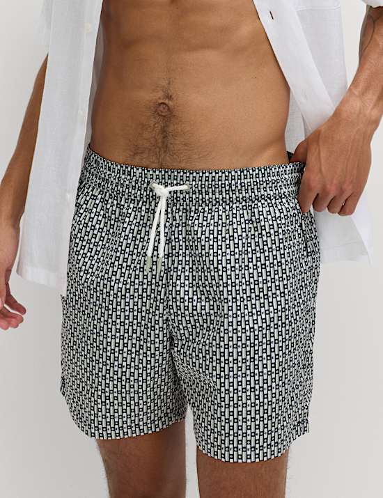 Quick Dry Geometric Print Swim Shorts