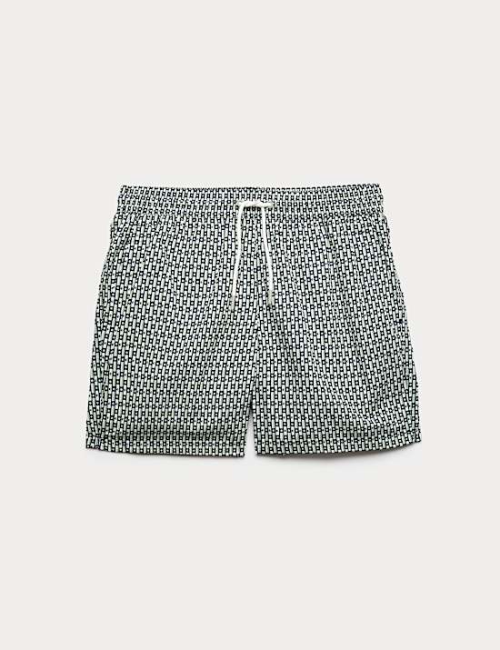Quick Dry Geometric Print Swim Shorts