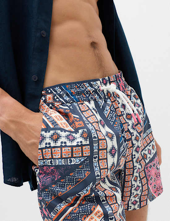Quick Dry Mid Length Printed Swim Shorts