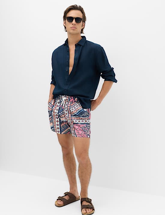 Quick Dry Mid Length Printed Swim Shorts