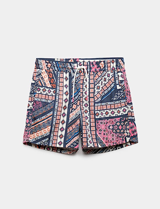 Quick Dry Mid Length Printed Swim Shorts