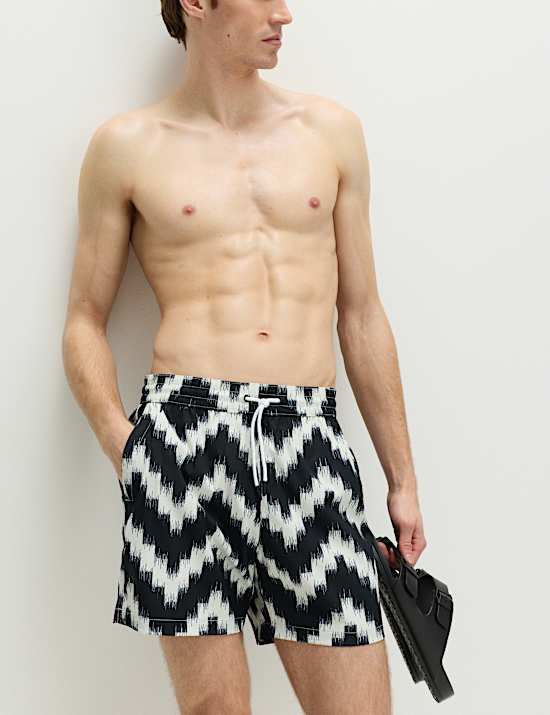 Quick Dry Textured Printed Swim Shorts