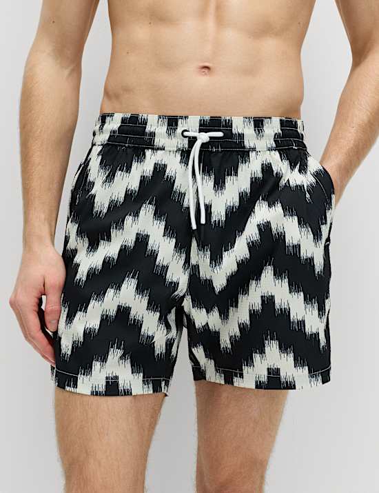 Quick Dry Textured Printed Swim Shorts