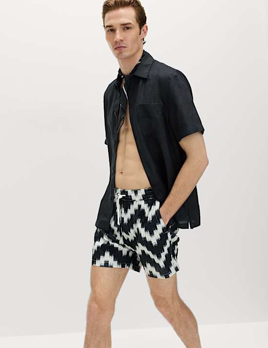 Quick Dry Textured Printed Swim Shorts