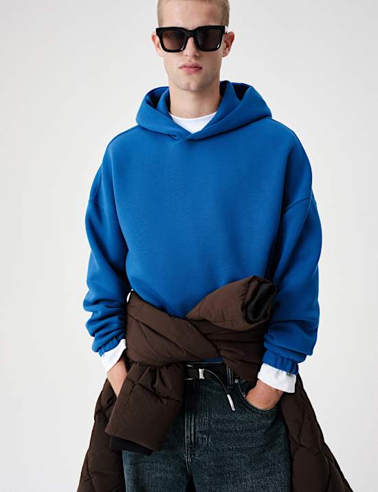 Pure Cotton Textured Oversized Scuba Hoodie