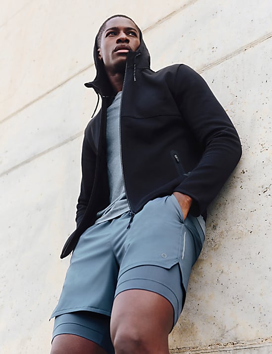 Cotton Rich Colour Block Zip Up Hoodie