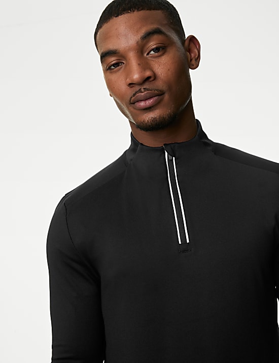 Half Zip Funnel Neck Long Sleeve Top