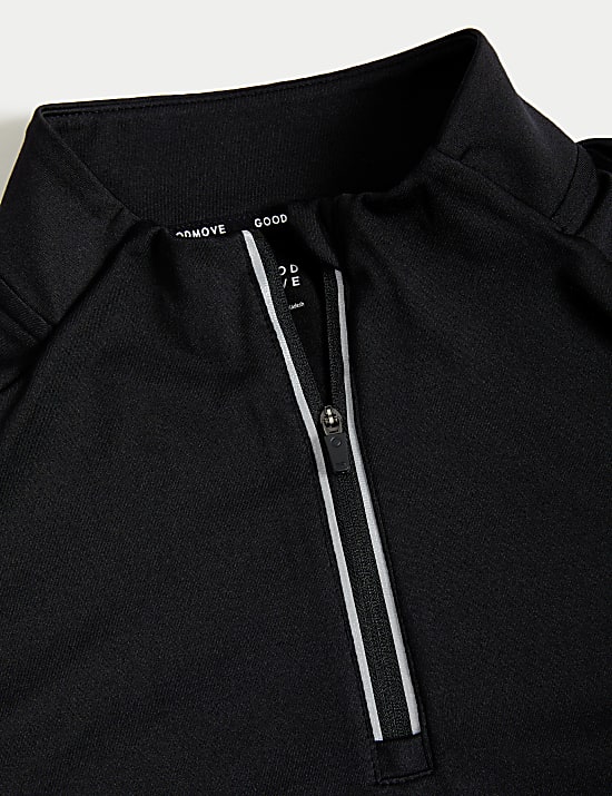 Half Zip Funnel Neck Long Sleeve Top