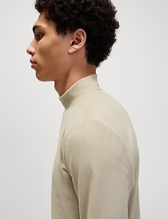 Fleecetop met opstaande kraag