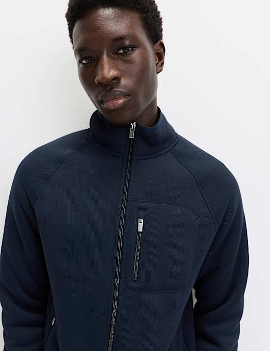 מעיל פליז עם צווארון נשפך ורוכסן