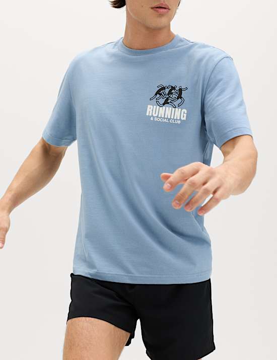 T-shirt 100 % coton &agrave; motif graphique Running Club