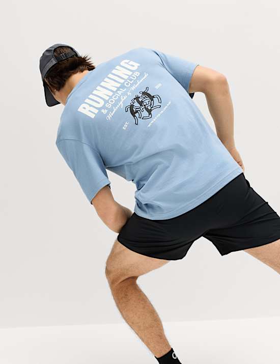 T-shirt 100 % coton &agrave; motif graphique Running Club