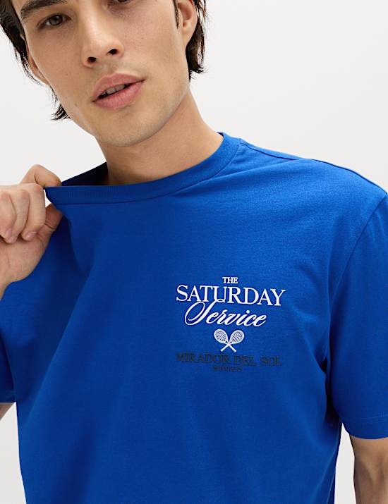 Pure Cotton Saturday Service Graphic T-Shirt