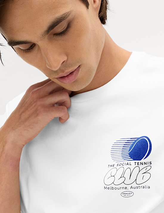 Pure Cotton Tennis Graphic T-Shirt