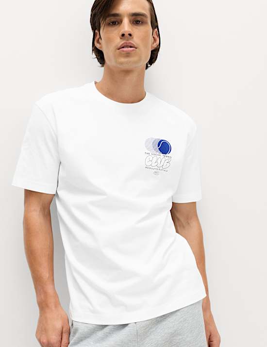 Pure Cotton Tennis Graphic T-Shirt