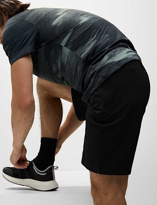Stretch Nylon Longer Length  9 inch Sport Shorts